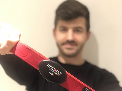 Matt showing myzone monitor