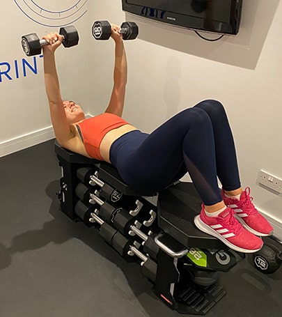 Client bench pressing